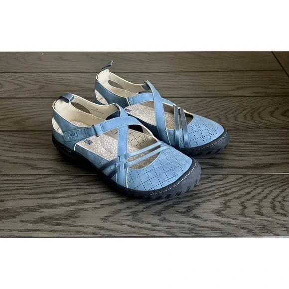 JBU Jambi Nicole Sandal Mary Jane Blue Strappy Comfort Memory Foam Casual - Picture 2 of 8